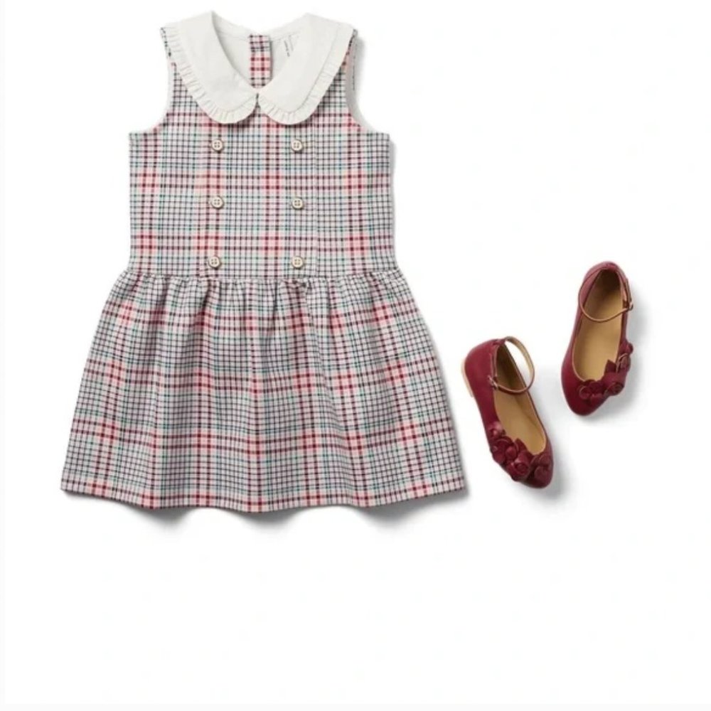 JANIE & JACK | NWOT Plaid Ruffle Trim Ponte Dress | 18-24M